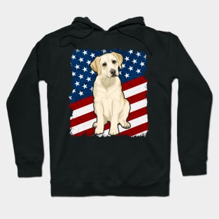 Yellow Labrador Dog American Flag Hoodie